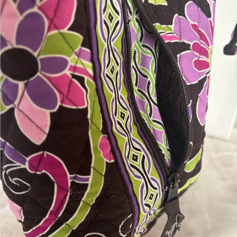 Vera Bradley Purple‎ Punch Floral Black Green Pink Quilted Drawstring Backpack